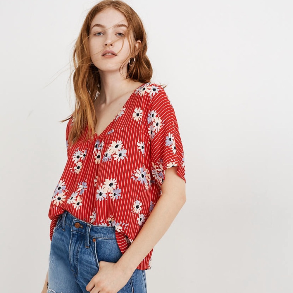 Madewell Rhyme Top in red floral